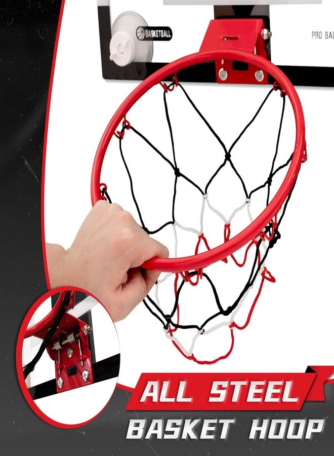 BOHEN Indoor Mini Basketball Hoops with Powerful Suction Cup, Stick to Windows, Wooden Doors, Smooth Walls - Basketball Backboard Toy Indoor Bedroom Office for Kids Teens Adults (Clear No Scorer) - Image 3