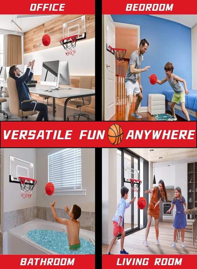 BOHEN Indoor Mini Basketball Hoops with Powerful Suction Cup, Stick to Windows, Wooden Doors, Smooth Walls - Basketball Backboard Toy Indoor Bedroom Office for Kids Teens Adults (Clear No Scorer) - Image 5