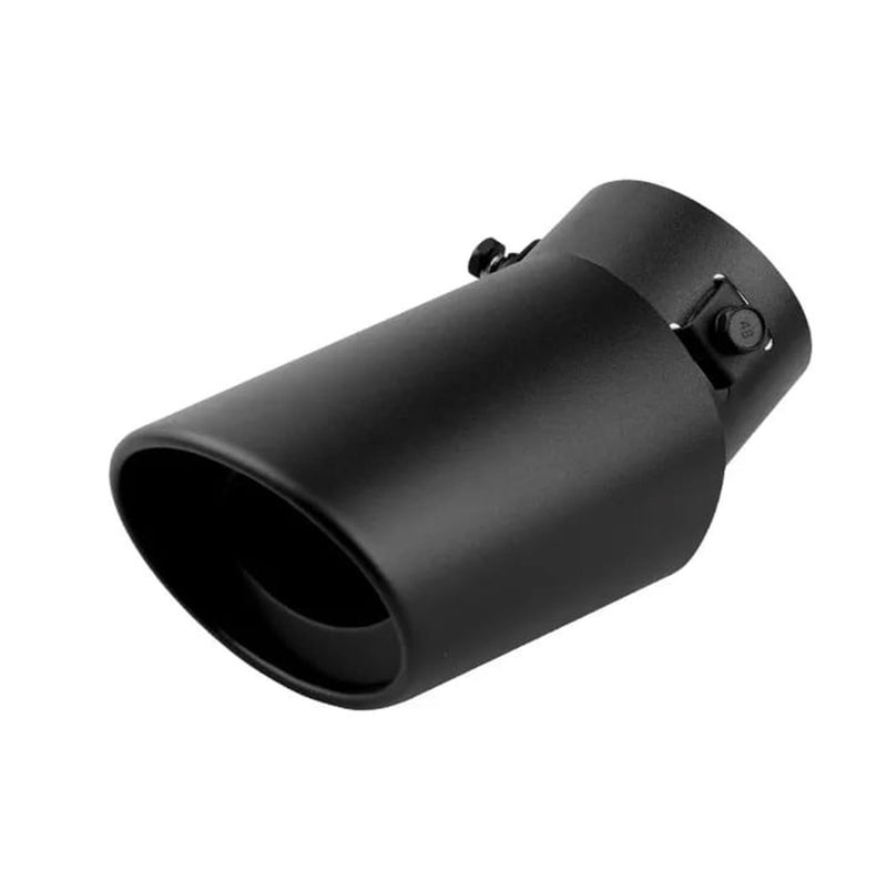 Dartler Car Exhaust Tail Muffler Tip Show Pipe 60mm, Curved Oval, Stainless Steel Universal Fit (Black, Black bent) - Image 1