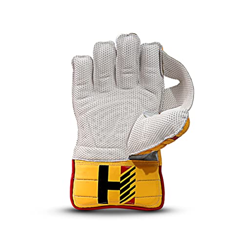 Heega Choice of Champion Heega Heritage Leather Cricket Wicket Keeping Gloves for Professional Players | High-Density Finger Protection, Ergonomic Design for Enhanced Flexibility and Comfort (Yellow) (Men) - Image 2