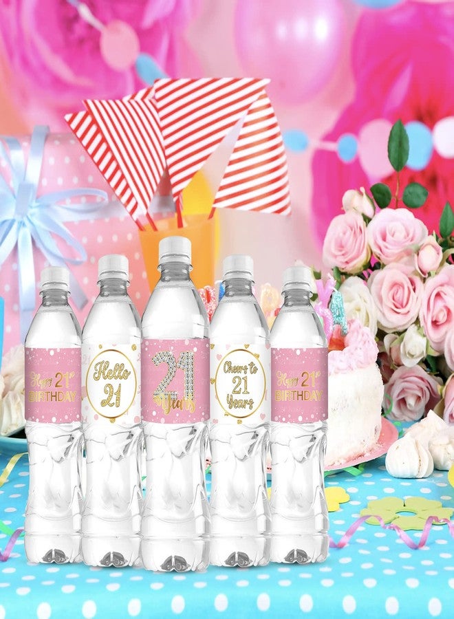 WIDEIDEAL 30Pcs Happy 21st Birthday Water Bottle Labels, Cheers to 21 Years Stickers for Boy and Girl 21st Years Old Party Labels Sign Pink - Image 4