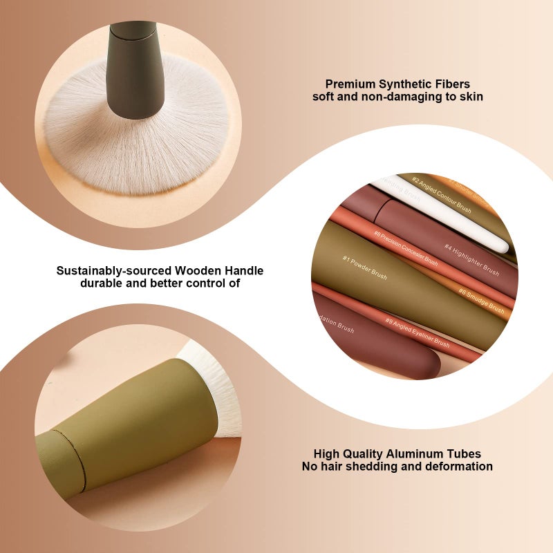 EIGSHOW Makeup Brushes, EIGSHOW 5 Colors Essential Kabuki Makeup Brush Set with Ultra-soft Synthetic Fibers for Powder Blush Concealers Contouring Highlighting Makeup Brush Gift Set for Women(Warm Colors) - Image 3