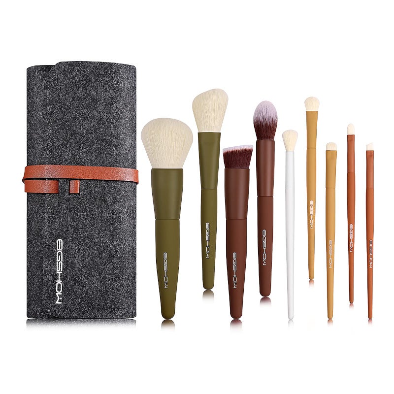 EIGSHOW Makeup Brushes, EIGSHOW 5 Colors Essential Kabuki Makeup Brush Set with Ultra-soft Synthetic Fibers for Powder Blush Concealers Contouring Highlighting Makeup Brush Gift Set for Women(Warm Colors) - Image 1