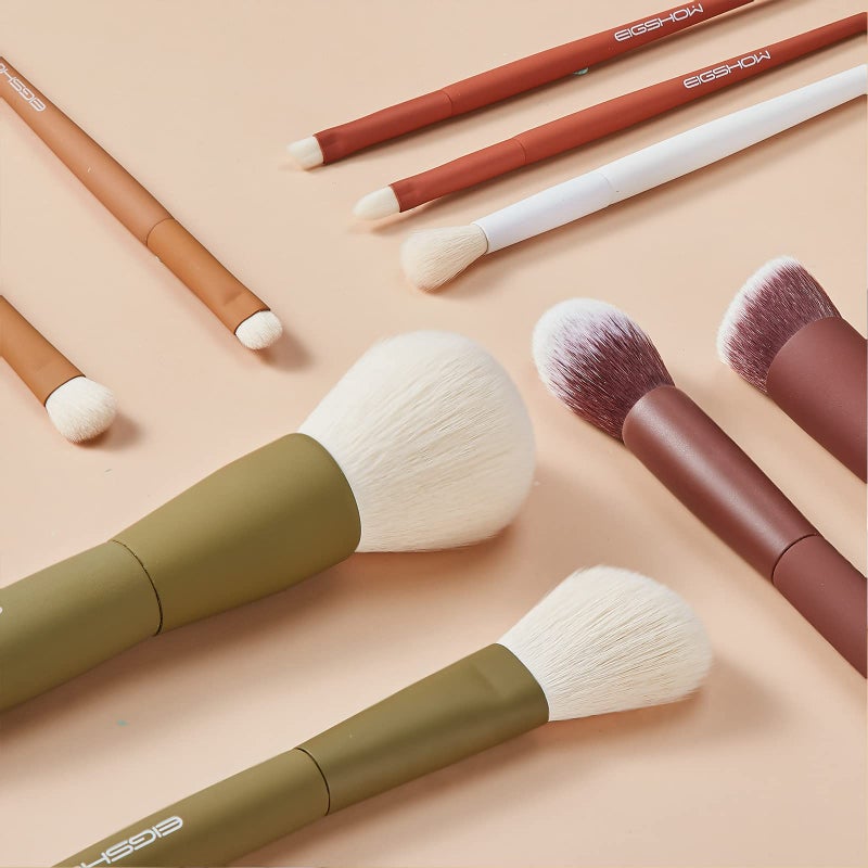 EIGSHOW Makeup Brushes, EIGSHOW 5 Colors Essential Kabuki Makeup Brush Set with Ultra-soft Synthetic Fibers for Powder Blush Concealers Contouring Highlighting Makeup Brush Gift Set for Women(Warm Colors) - Image 5