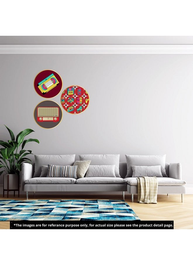 Webelkart Webelkart Set of 3 Retro MDF Wood Board UV Textured Painting for Wall, Office, Study Room Decoration Paintings, Size - 15.50 x 15.50 INCH  - Image 4