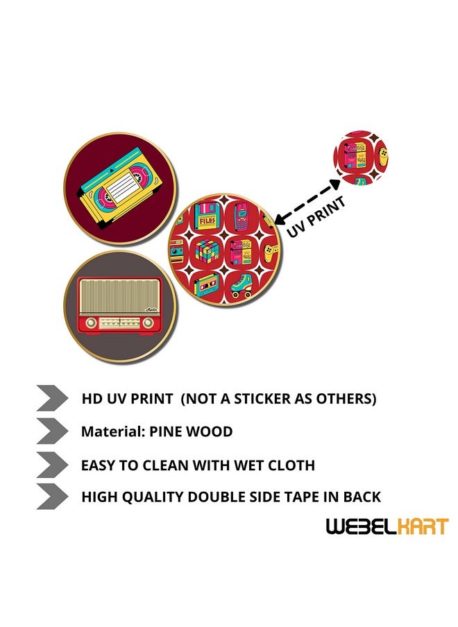 Webelkart Webelkart Set of 3 Retro MDF Wood Board UV Textured Painting for Wall, Office, Study Room Decoration Paintings, Size - 15.50 x 15.50 INCH  - Image 2