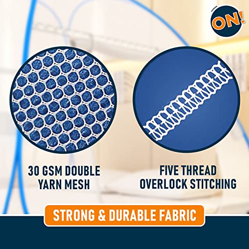 KOLAR Supreme On Double Bed Mosquito Net, King-Size (6.5 Feet X 6.5 Feet) Premium Machardani, Strong and Durable, 30 GSM, Tent Type, Foldable, Corrosion Resistant-Parent (King Bed, Blue) - Image 5