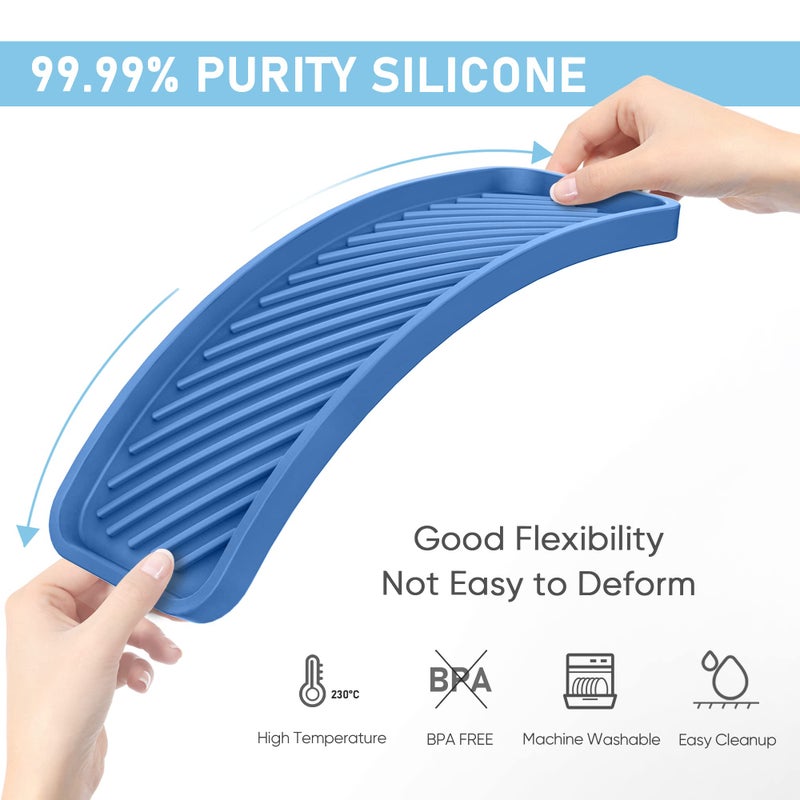 EG-SIPRO Kitchen Sink Organizer Tray,Sponge Holder for Kitchen Sink Bathroom Counter Tray Sponge Caddy Silicone Soap Holder for Soap dispenser, Bottle, Dishwashing Accessories(2-pack) - Image 3