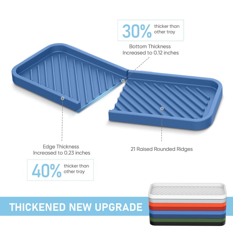 EG-SIPRO Kitchen Sink Organizer Tray,Sponge Holder for Kitchen Sink Bathroom Counter Tray Sponge Caddy Silicone Soap Holder for Soap dispenser, Bottle, Dishwashing Accessories(2-pack) - Image 2