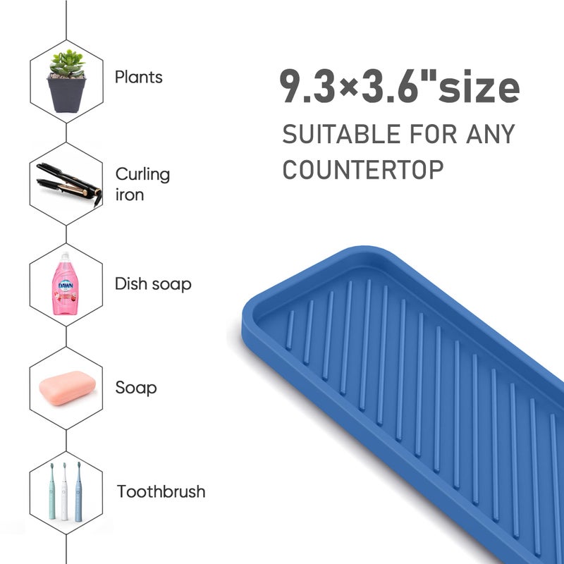 EG-SIPRO Kitchen Sink Organizer Tray,Sponge Holder for Kitchen Sink Bathroom Counter Tray Sponge Caddy Silicone Soap Holder for Soap dispenser, Bottle, Dishwashing Accessories(2-pack) - Image 5