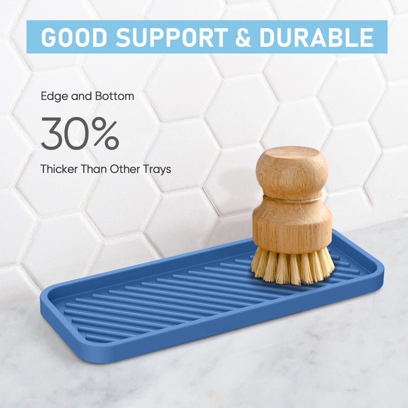 EG-SIPRO Kitchen Sink Organizer Tray,Sponge Holder for Kitchen Sink Bathroom Counter Tray Sponge Caddy Silicone Soap Holder for Soap dispenser, Bottle, Dishwashing Accessories(2-pack) - Image 4
