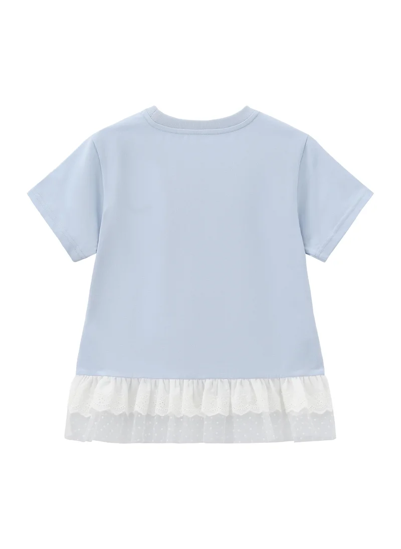 Balabala Blue Kids Girls Round v-neck short-sleeved T-shirt for Women | Best Price UAE