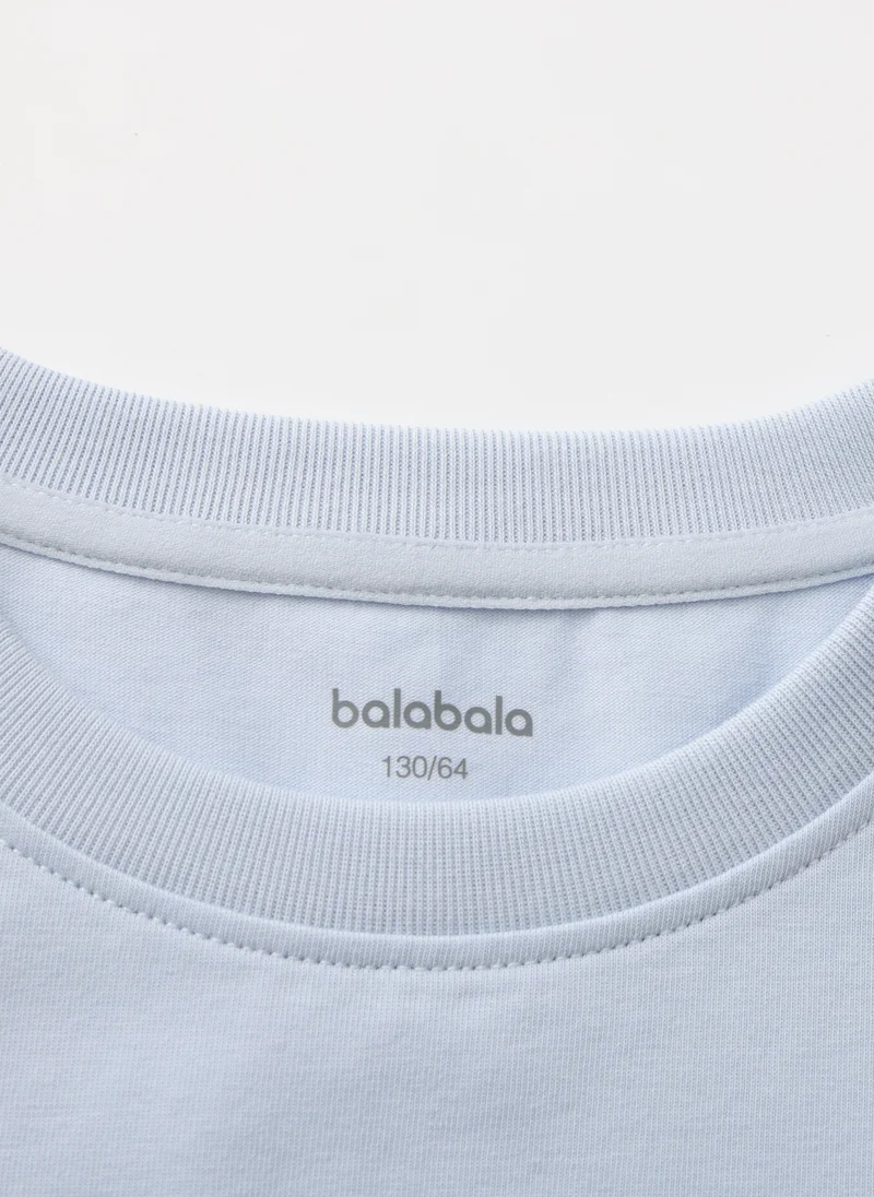 Balabala Blue Kids Girls Round v-neck short-sleeved T-shirt for Women | Best Price UAE