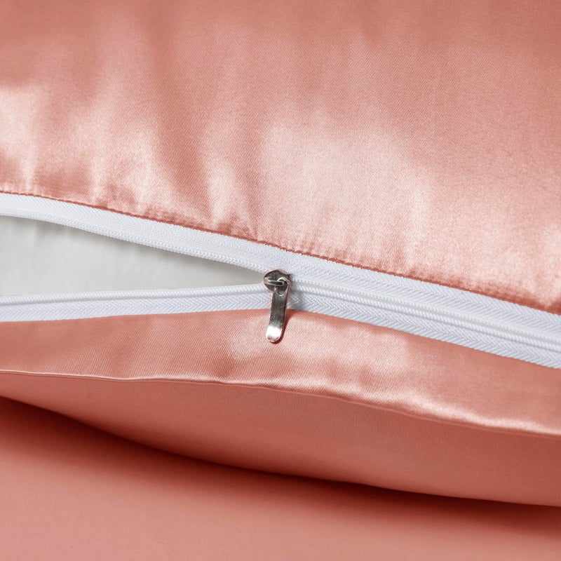HommxJF HommxJF Rose Gold Satin Pillowcases with Zipper (20x36) King Size Pillowcases Set of 2 Rose Gold Silk Pillowcase for Hair and Skin  - Image 4