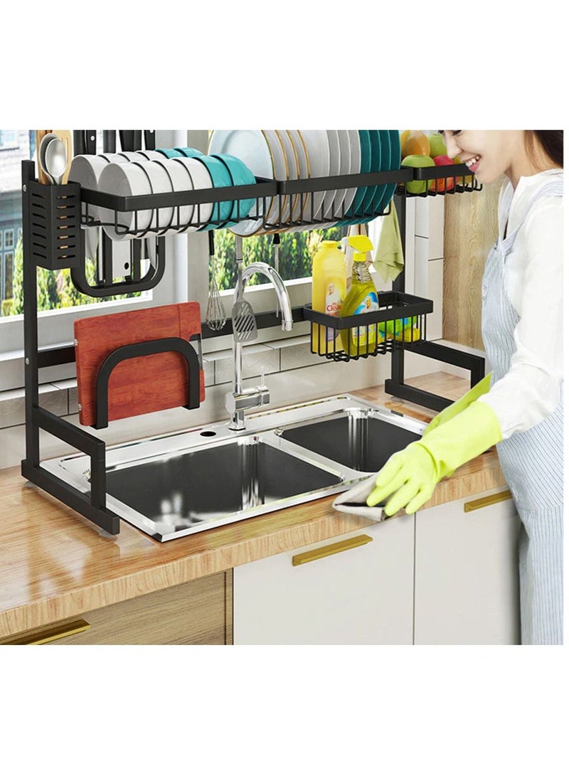 Stainless Steel Dish Rack Over Sink Dish Drainer Drainer Dryer Rack Kitchen Storage Organizer Rack Kitchen Utensil Holder - Image 3