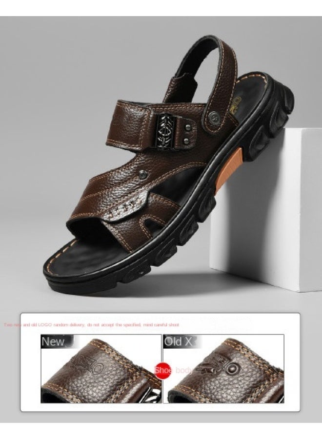 CARTELO Genuine Leather】men's Summer Beach Shoes, Dual-purpose Outdoor Sandals, Genuine Leather Breathable Slippers For Men - Image 1