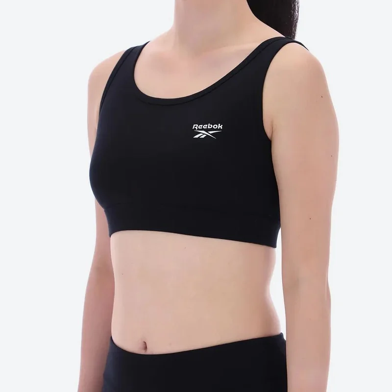 Reebok Luna Scoop Neck Small Logo Women's Bra Top - Black
