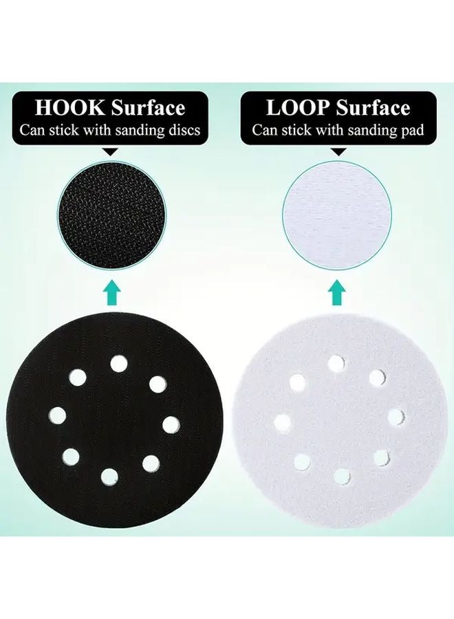 3 قطع وسادات سنفرة 5 بوصة 8 فتحات ذات خطاطيف وحلقات باللون الأخضر والأصفر والأسود لتلميع السيارات والخشب - Image 4