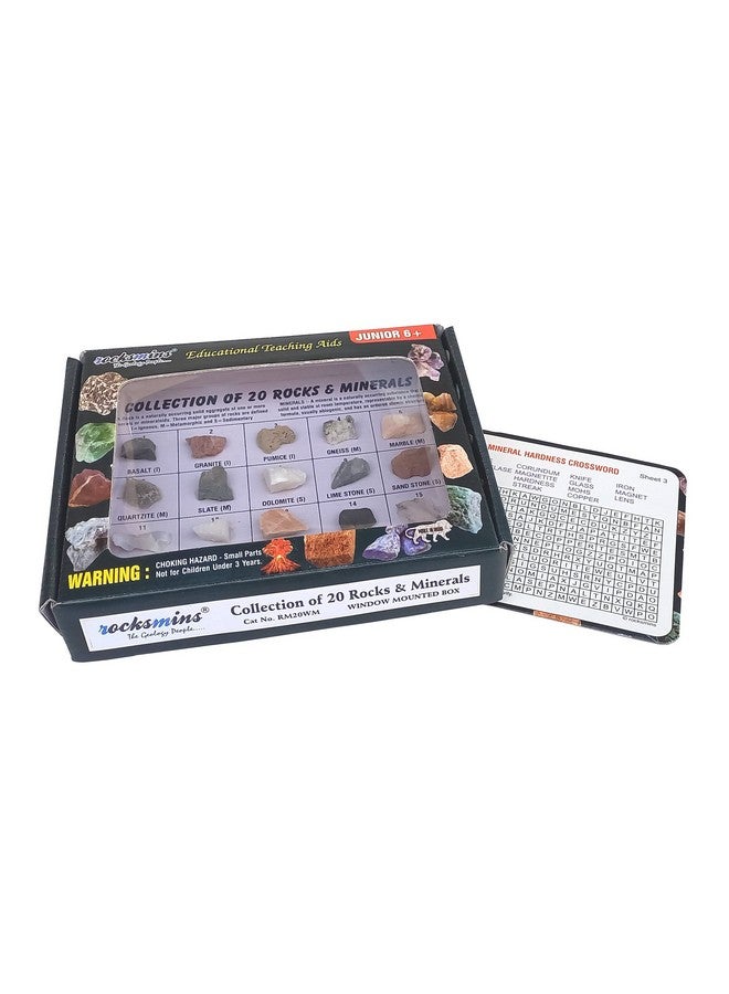 Rocksmins RM20PT Rocks & Minerals Collection Set of 20 Specimen (10 Rocks + 10 Minerals) Rock and Mineral - Image 1