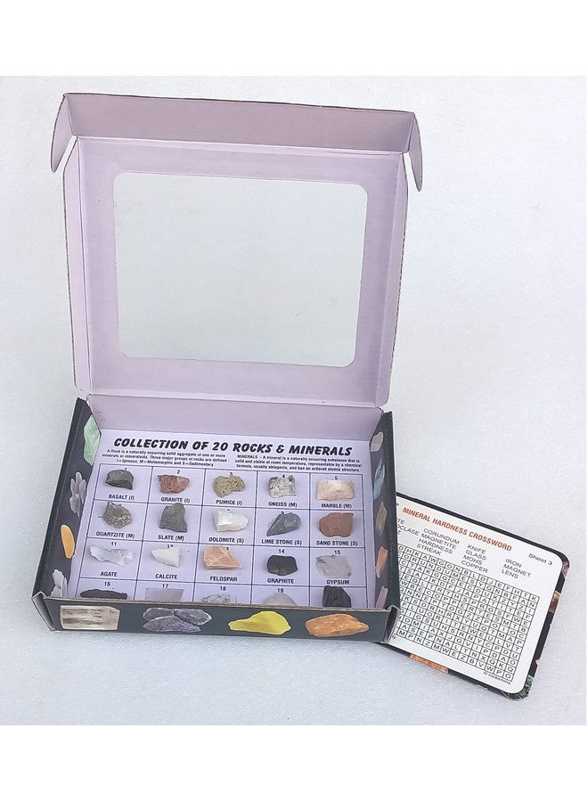 Rocksmins RM20PT Rocks & Minerals Collection Set of 20 Specimen (10 Rocks + 10 Minerals) Rock and Mineral - Image 2