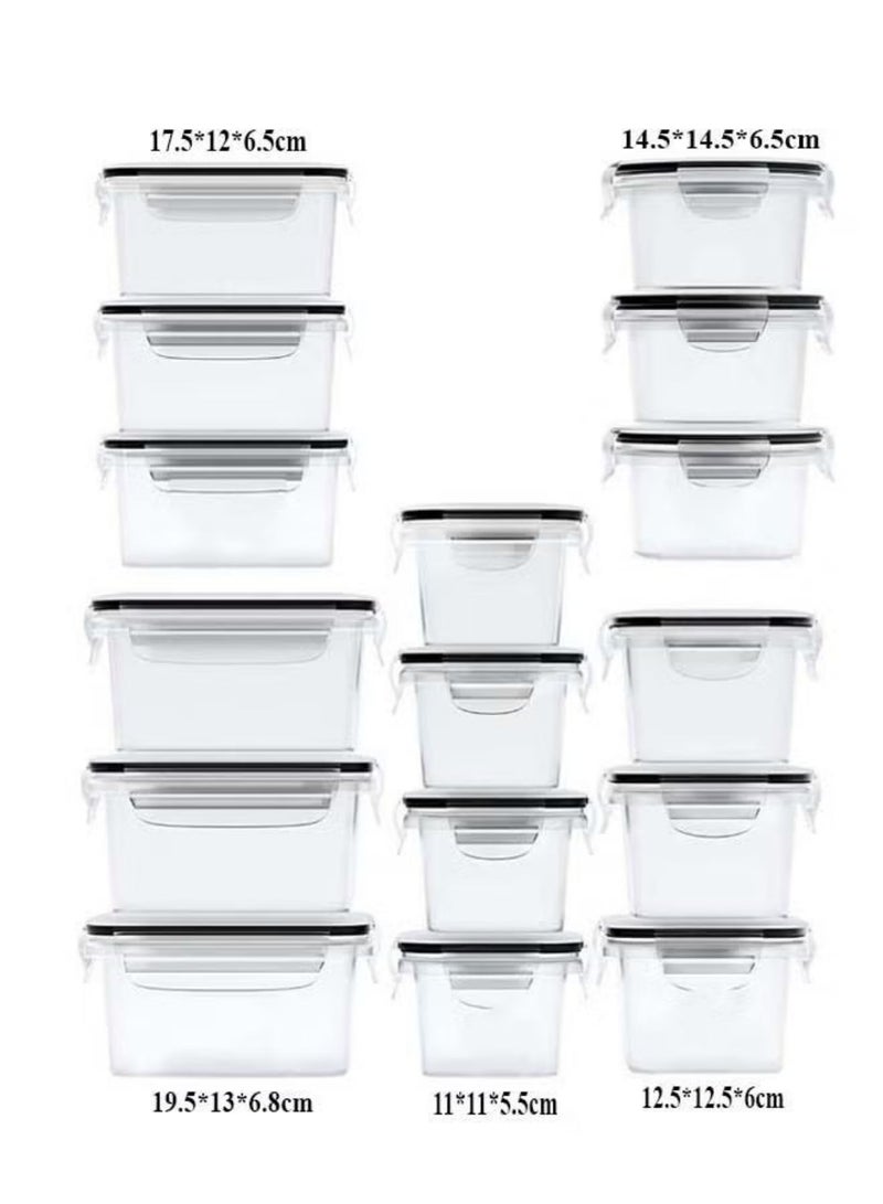زابروس طقم علب حفظ الطعام البلاستيكية محكمة الإغلاق – 16 قطعة بأحجام متعددة | آمنة للميكرويف والفريزر | أغطية مانعة للتسرب – لتنظيم المطبخ والثلاجة والوجبات