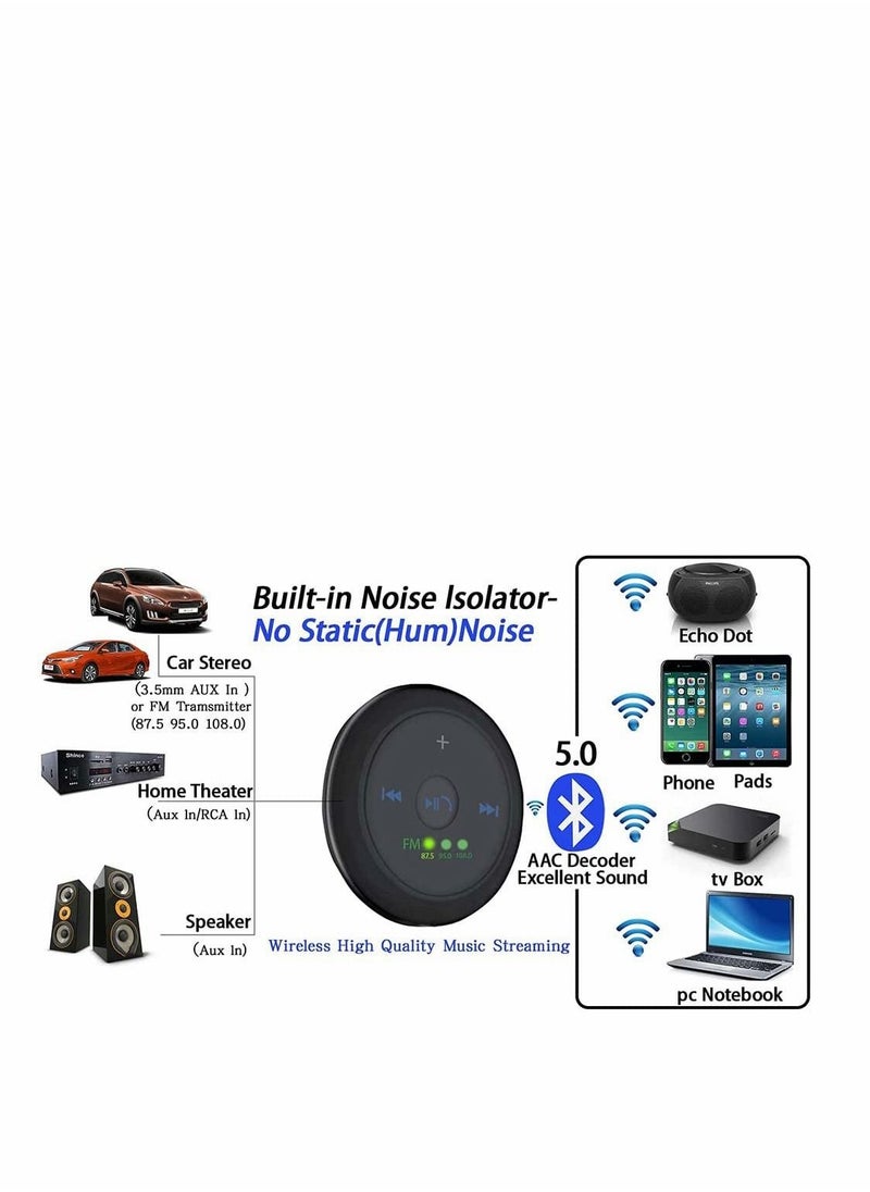 Y&D - BC20 Bluetooth Car Kit, 5.0 Hands-Free Audio Adapter, Built-in Microphone, 3M Magnetic Base, for System with 3.5mm AUX Input Port or FM Transmitter - Image 1