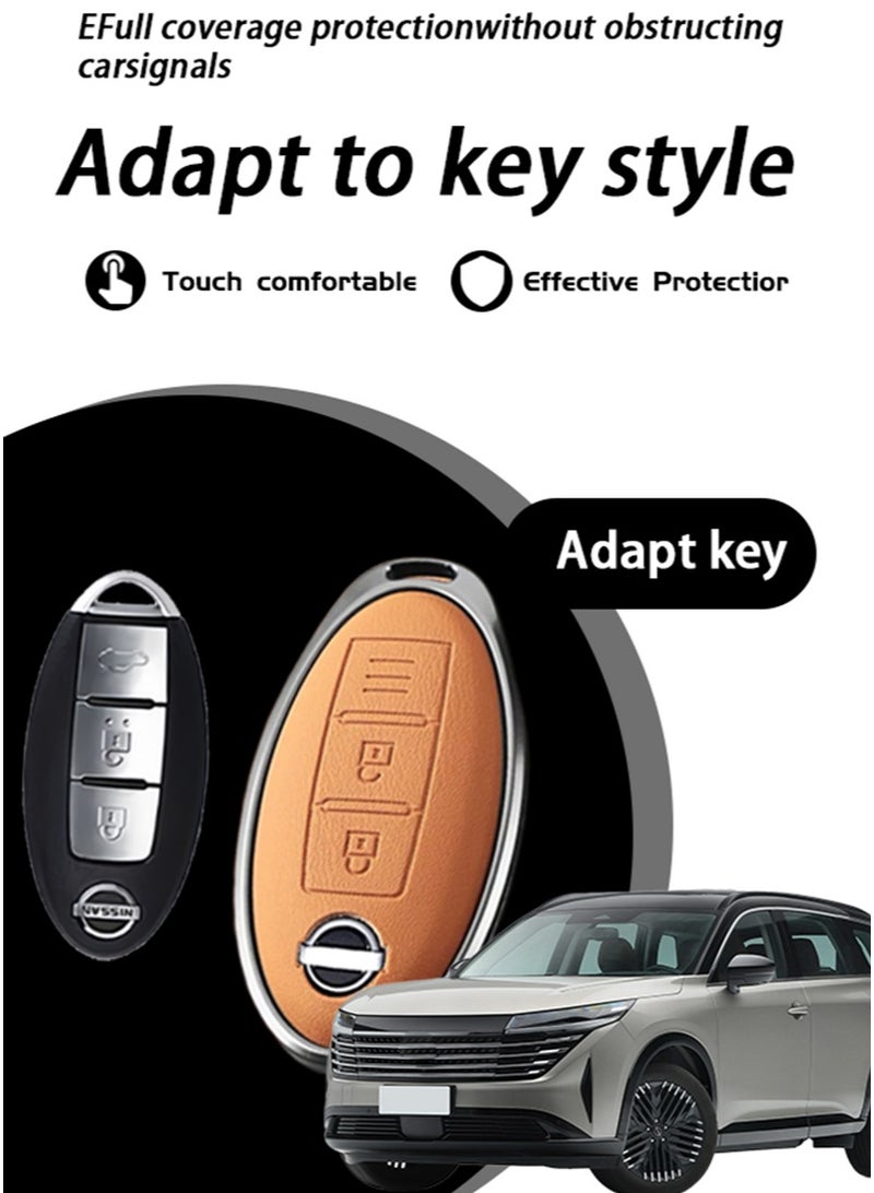 Nissan Car key cover, suitable for Nissan car key cover, perfectly wrapped car keys, anti-fall, wear-resistant, high-end. Material: cowhide. - Image 3
