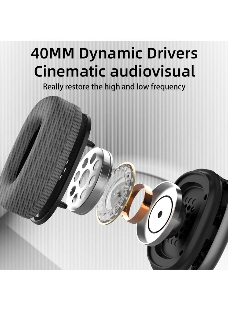 روك بو سماعة رأس لاسلكية تعمل بتقنية البلوتوث فوق الأذن مع سماعات رأس لإلغاء الضوضاء النشطة بالميكروفون الهجين مع أوضاع متعددة ، صوت عالي الدقة ، ملاءمة مريحة ، بلوتوث ، اتصال متعدد النقاط - Image 2