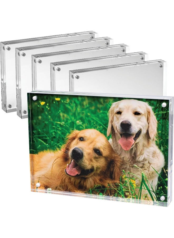 Mammoth 5x7 Picture Frame  Frameless Thick Acrylic Magnetic Picture Frame Design  Lucite Picture Frames 5x7 Holders for Portraits Art Prints and Memorable Events 5 Pack - Image 3