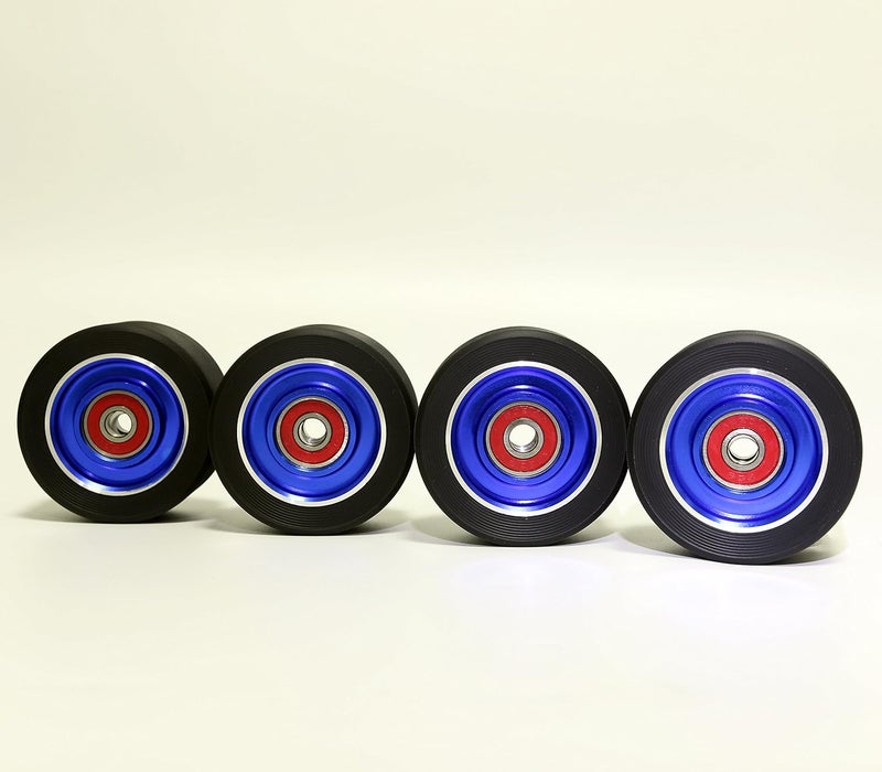 Z-FIRST 62mm Roller Skates Wheels Aluminum Alloy Speed Skate Wheels Replacement Wheels with Abec-9 Bearing (Pack of 4) (Black-Blue) - Image 2