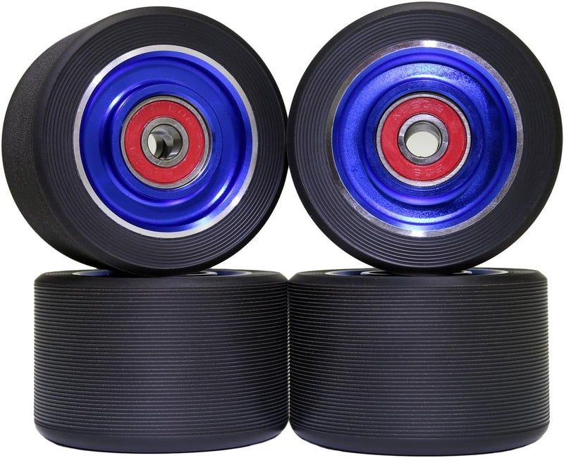 Z-FIRST 62mm Roller Skates Wheels Aluminum Alloy Speed Skate Wheels Replacement Wheels with Abec-9 Bearing (Pack of 4) (Black-Blue) - Image 1