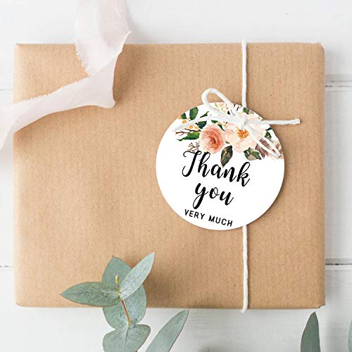 Mr.Mug Thank You for Celebrating with Us Tags, 100Pcs Floral Thank You Tags for Wedding Birthday Baby Shower Party Favors, Paper Gift Tags with 100 Feet Jute String - Image 4