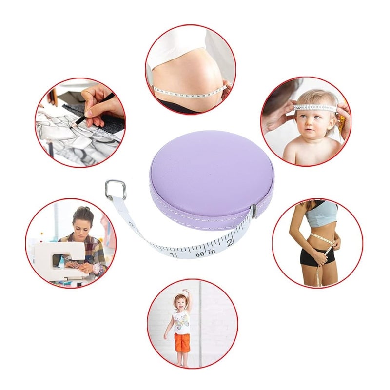 أداة DOITOOL متعددة الاستخدامات ومرنة للقياس، متر دائري محمول للخياطة والتفصيل، قلم قياس ناعم بطول 60 بوصة بلون اللافندر لقياسات المنزل والجسم. - Image 3