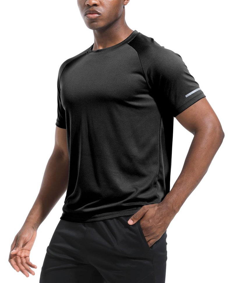 Boyzn 5 Pack Polyester Shirt for Men, Dry Fit Moisture Wicking T-Shirts, Athletic Gym Workout Short Sleeve Shirts Black-5P06-2XL - Image 2