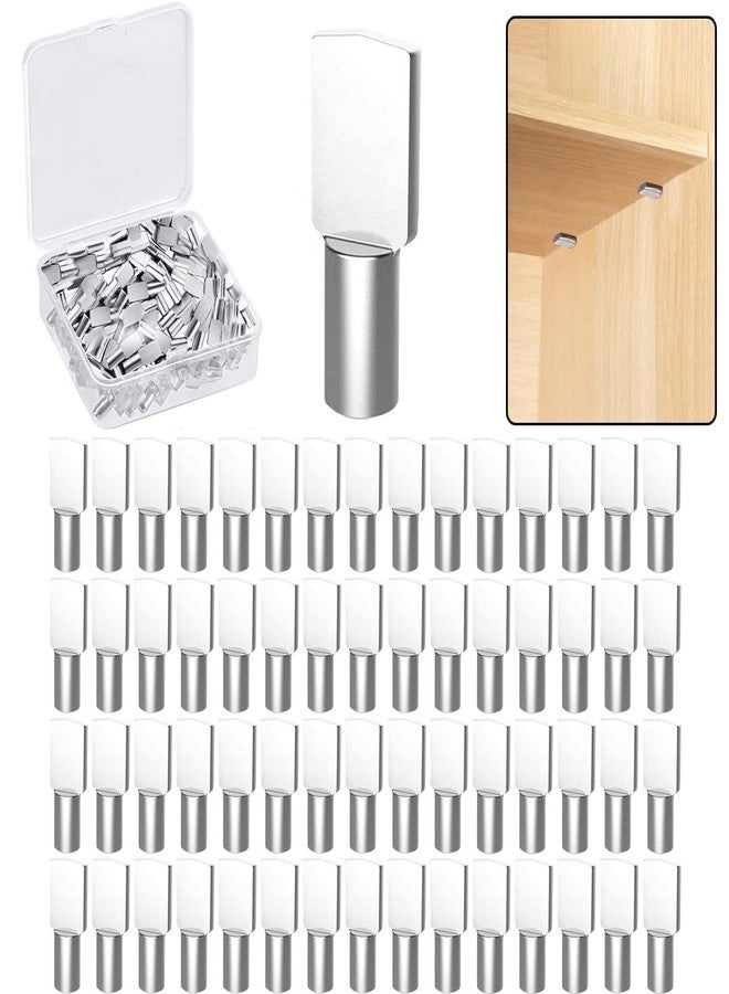LonlyEagle 60 Pieces 5mm Shelf Pegs , Spoon Shaped Shelf Pins for Shelves, Kitchen Cabinet Shelf, Bookshelf, Closet and Furniture, Nickel Plated Shelf Holders Support Pegs - Image 1