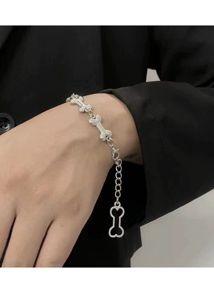Goolsky Asymmetrical Dog Bone Bracelet – Minimalist Unisex Friendship & Couple Accessory, Cool & Edgy Style - Image 1