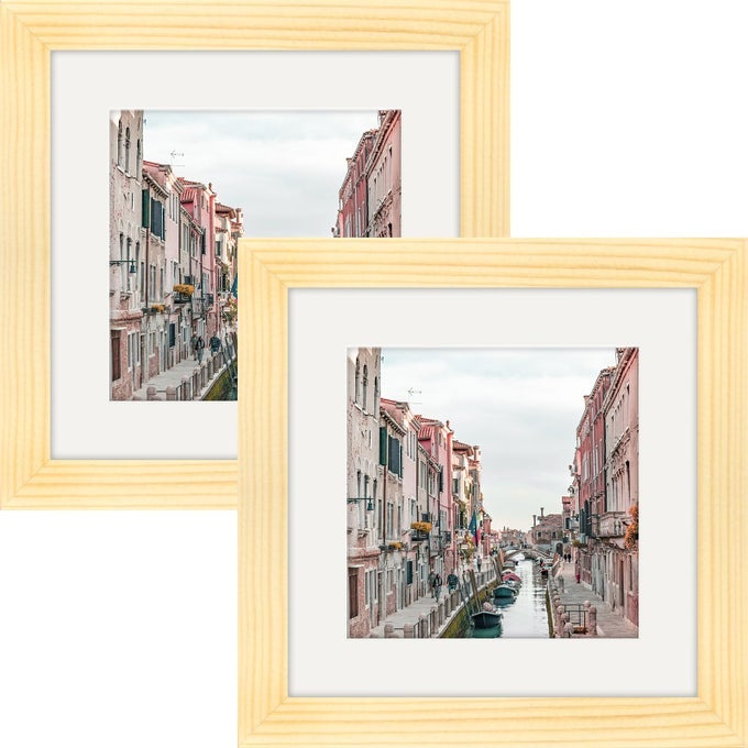 PICTURE FRAMES 6X6 GRAIN NATURE SOLID WOOD 2 PACK FOR WALL MOUNT AND TABLETOP DISPLAY