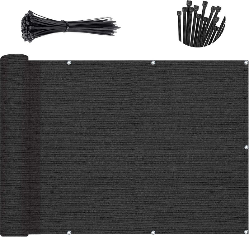 SUNNY GUARD 3'x16' Black Balcony Privacy Screen Fence, Apartments Railing Heavy Duty Wind Screen for Outdoor,Deck,Backyard,Patio Privacy（We Make Custom Sizes） - Image 1