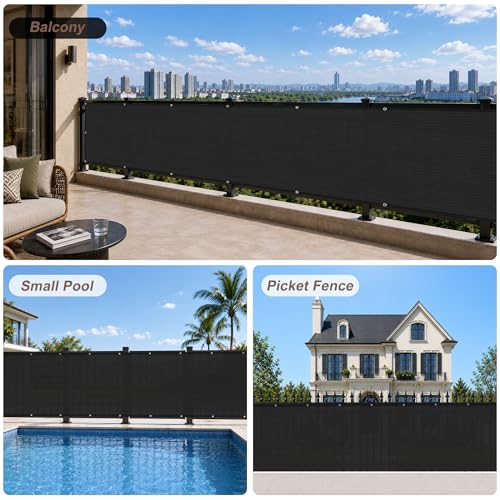 SUNNY GUARD 3'x16' Black Balcony Privacy Screen Fence, Apartments Railing Heavy Duty Wind Screen for Outdoor,Deck,Backyard,Patio Privacy（We Make Custom Sizes） - Image 5