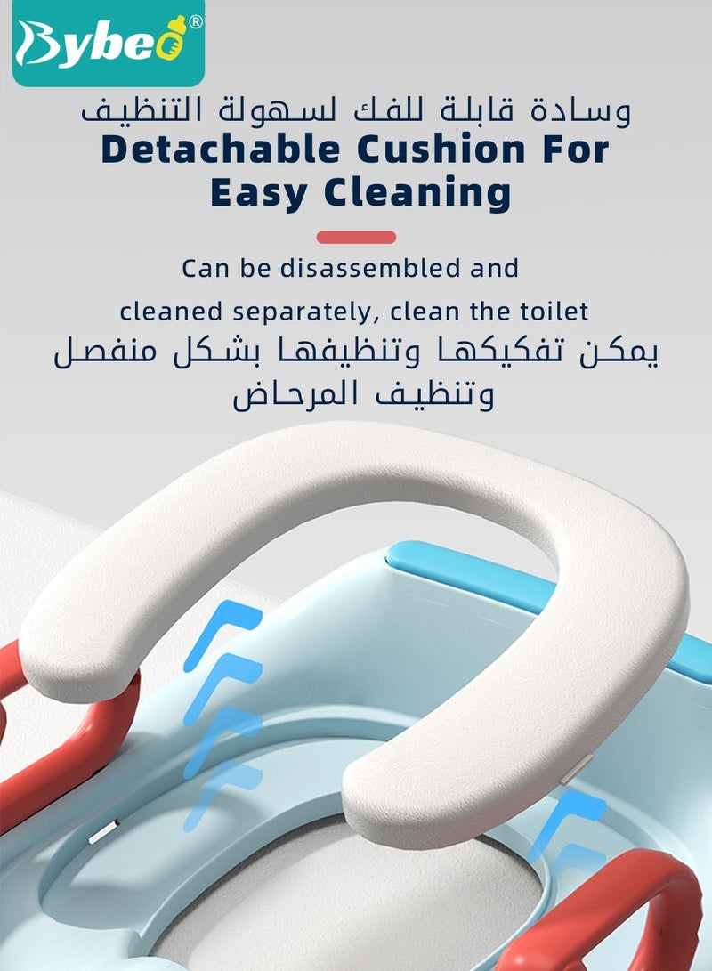 مقعد تدريب الأطفال على استخدام المرحاض، تحديث مقعد المرحاض للرضع والأطفال للأولاد والبنات مع هيكل مثلث قوي ودواسة مكبرة ضد الانزلاق قابلة للتعديل في الارتفاع