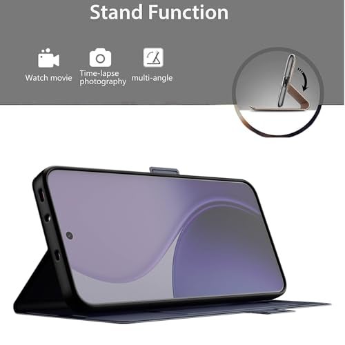 Kapa Noble Slim Magnetic Leather Flip Case Cover for Oppo Reno 14 PRO 5G | Card Holder Stand Flip Wallet Case (Blue) - Image 3
