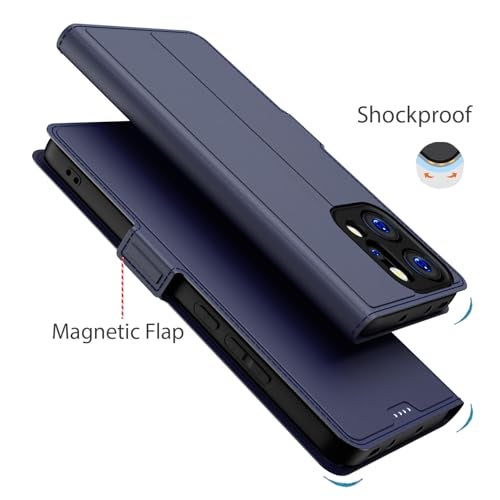 Kapa Noble Slim Magnetic Leather Flip Case Cover for Oppo Reno 14 PRO 5G | Card Holder Stand Flip Wallet Case (Blue) - Image 5