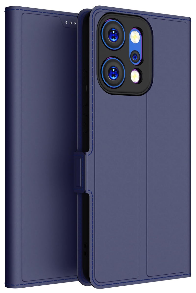 Kapa Noble Slim Magnetic Leather Flip Case Cover for Oppo Reno 14 PRO 5G | Card Holder Stand Flip Wallet Case (Blue) - Image 1