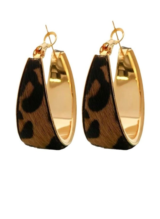 DATOA Leopard Print hoop earrings Vintage Large Hoop Retro Statement Dangle Earring Bohemian Disco Earrings Jewelry for Women - Hoop - Image 1
