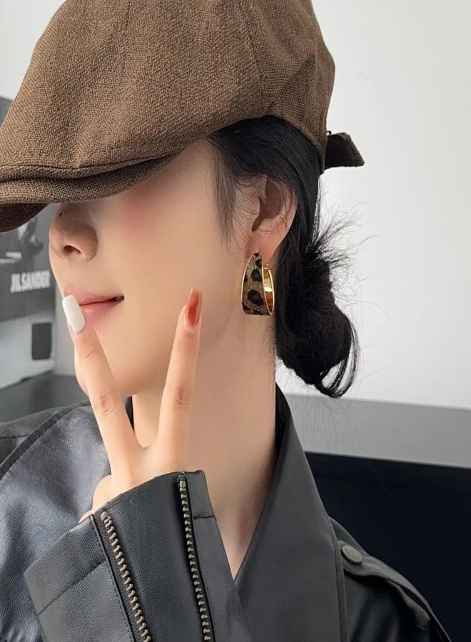 DATOA Leopard Print hoop earrings Vintage Large Hoop Retro Statement Dangle Earring Bohemian Disco Earrings Jewelry for Women - Hoop - Image 3