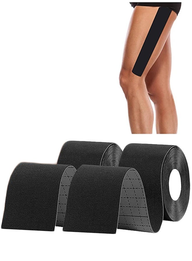 2 Roll Waterproof Breathable Kinesiology Tape, Athletic Elastic Kneepad, Muscle Pain Relief Knee Taping for Gym, Fitness, Running, Tennis, Swimming and Football, Black - Image 1