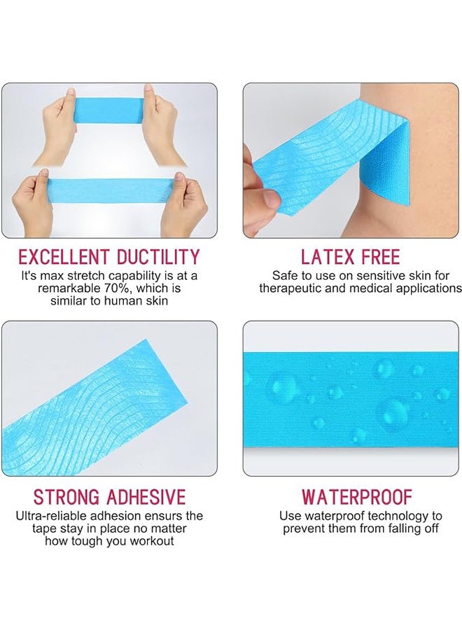 2 Roll Waterproof Breathable Kinesiology Tape, Athletic Elastic Kneepad, Muscle Pain Relief Knee Taping for Gym, Fitness, Running, Tennis, Swimming and Football, Black - Image 3