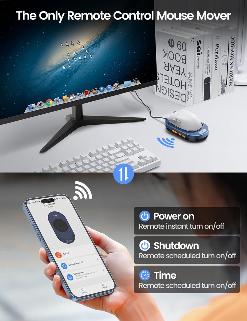 Vaydeer M4 Utra Mouse Mover with APP, Undetectable Mouse Jiggler Device with Remote Control and Timer Function, Driver-Free Shaker Wiggler Mouse Movement Simulation for Computer Awakening - Image 2