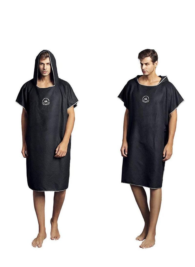 Microfiber Surf Poncho, Wetsuit Changing Bath Robe, Beach Change Cloak Dive Quick Dry Pool Swim Beach Towel with Hood for Adults - Image 2