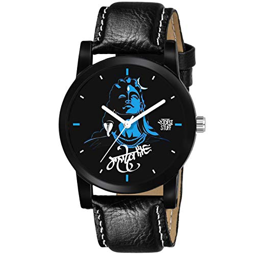 SWADESI STUFF Analogue Black Dial Leather Strap Mahadev Watch for Men and Boy - Image 1